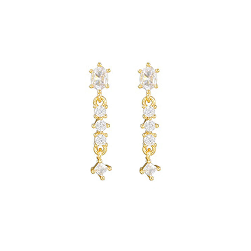 Stainless Steel Link Chain Gold Colour Hanging Earrings Long Tassels