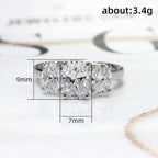 925 Sterling Silver Classic Sparkling Oval Zircon Rings For Women High Quality Wedding Party  Trendy Jewelry Anniversary Gift