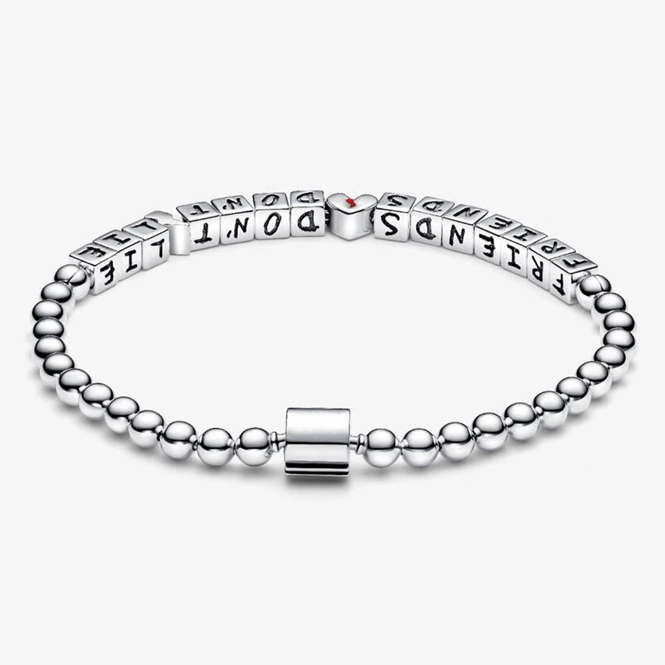New 925 Silver Sparkling Heart to Heart Double Loop Leather Rope Weaving Bracelet Fashion DIY Charm Exquisite Jewelry Gift