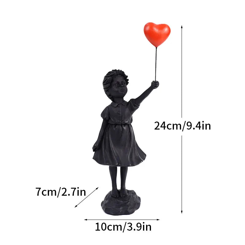 Flower Thrower Statue Pop Art Modern Balloon Girl Figurine Office Home Decoration
