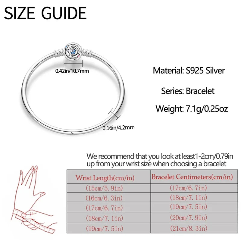 925 Sterling Silver Forever Love Peach Heart Bracelets Star Moon Airplane Earth Bracelets For Women Fit DIY Charms Party Jewelry