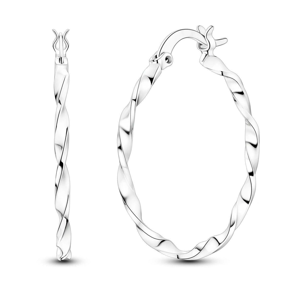 925 Sterling Silver Minimalist Staggered Circular Hoop Earrings Birthday Gift