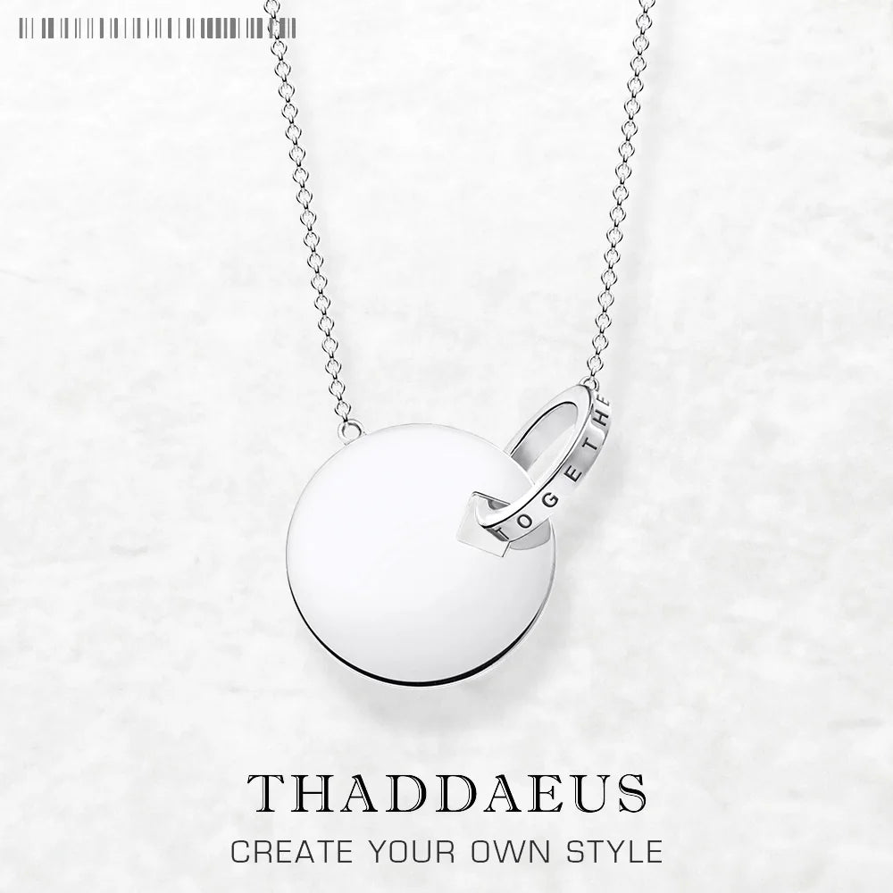 Together Forever Round Disc Necklace & Earring Set 925 Sterling Silver Gift