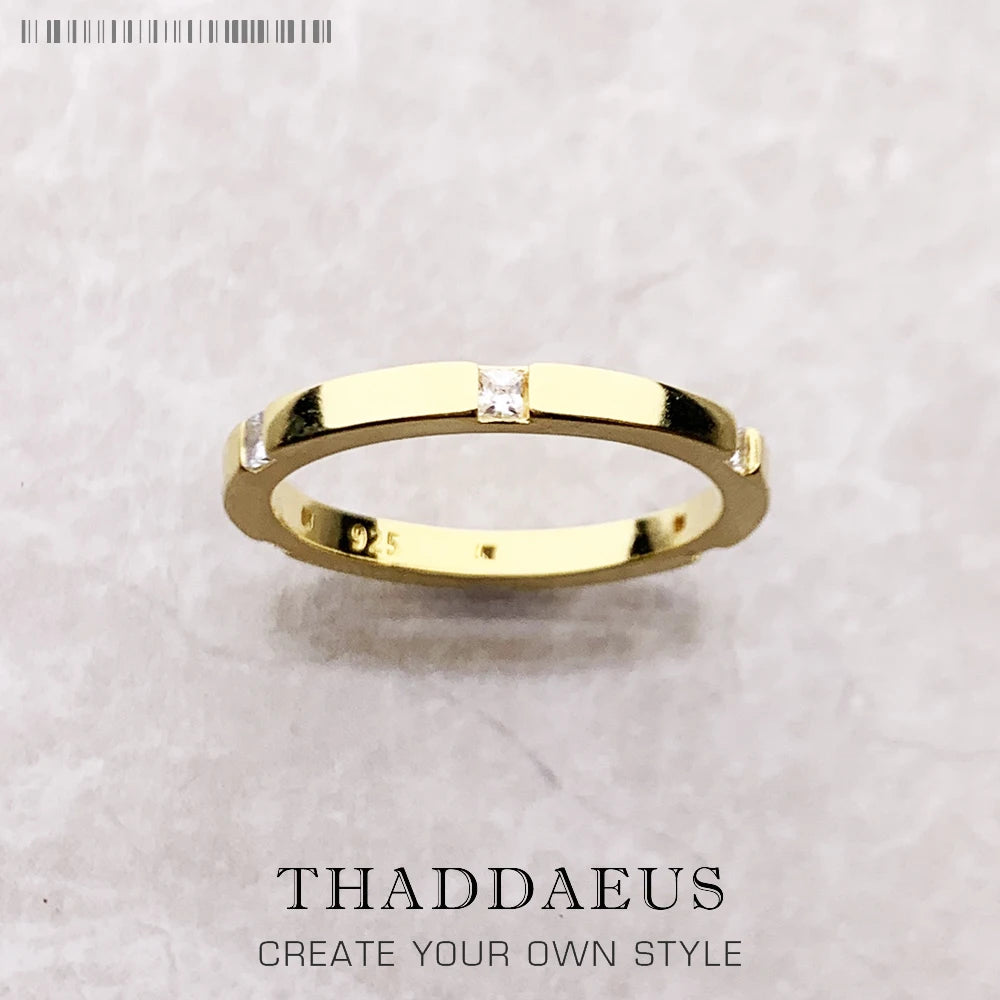 925 Sterling Silver Ring with Stones Trendy Fine Jewellery Women Christmas Gift