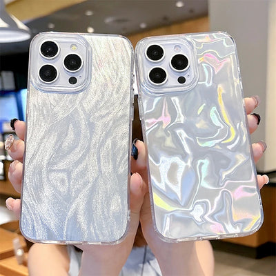Luxury Laser Silver Gradient Case for Samsung Galaxy S24 S23 S22 A55
