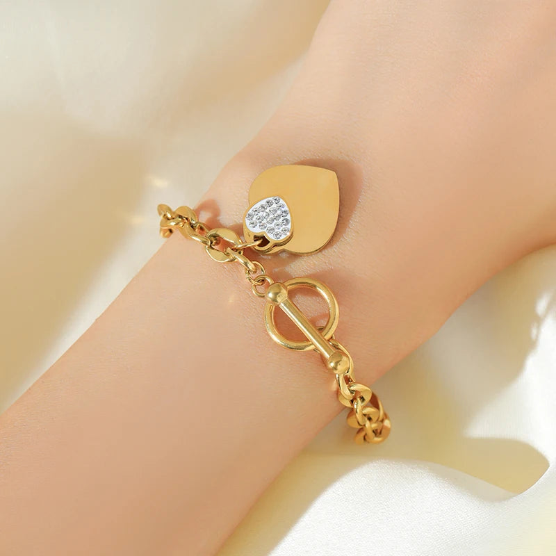 Gold Colour Starfish Moon Star Stainless Steel Charm Bracelet Trendy