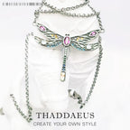Playful Dragonfly Necklace Link Chain 925 Sterling Silver Bohemia Jewelry