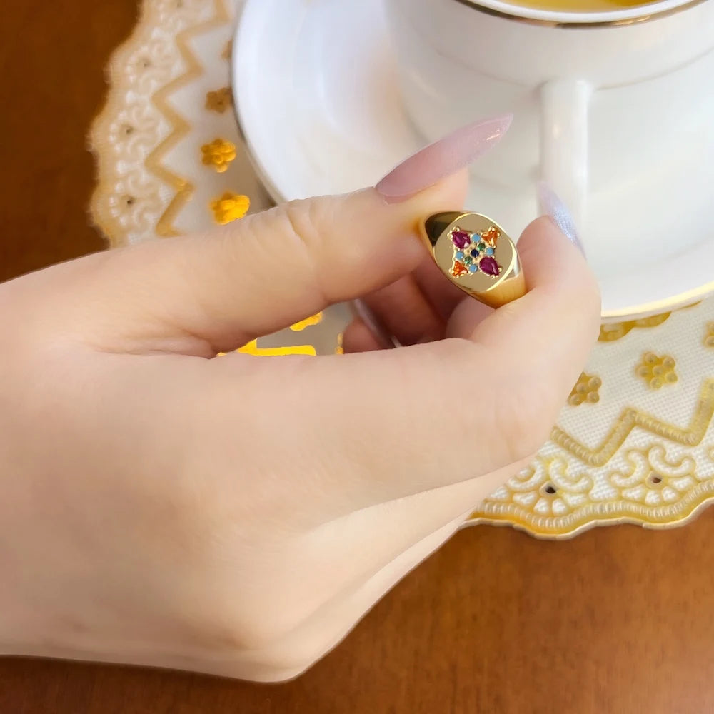 Colourful Stones Nature Ring 925 Sterling Silver Spring Bohemia Jewellery