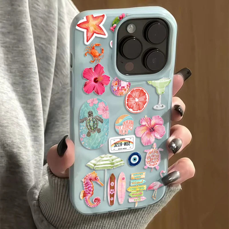 Ocean Flower Seahorse Turtle Case for iPhone 17 16 15 14 13 12 11 Pro Max