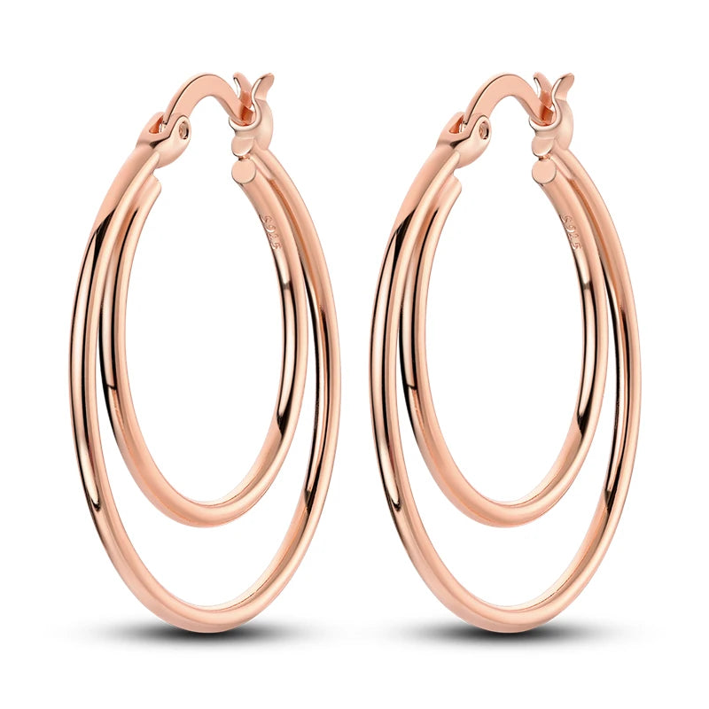 925 Sterling Silver Multi Circle Minimalist Hoop Earrings Birthday Jewellery