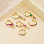 2PCS Trendy Stainless Steel Water Drop Hoop Earring 18K Gold Plated