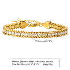 Charms Tennis Bracelet for Women, Cubic Zirconia Chain Bracelet Adjustable,Stainless Steel Miami Link CZ Bangle Gift