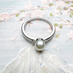 Pearl and Zircon Ring 925 Sterling Silver Glam Spring Trendy Jewellery Women