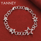 925 Sterling Silver 8-inch Star Bracelet Women Wedding Party Jewellery Gift