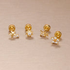 1PC Stainless Steel Star Moon Cartilage Piercing 18K Gold Plated
