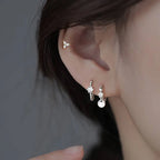 2023 Simple Crystal Zircon Small Hoop Earrings Disc Pendant Piercing