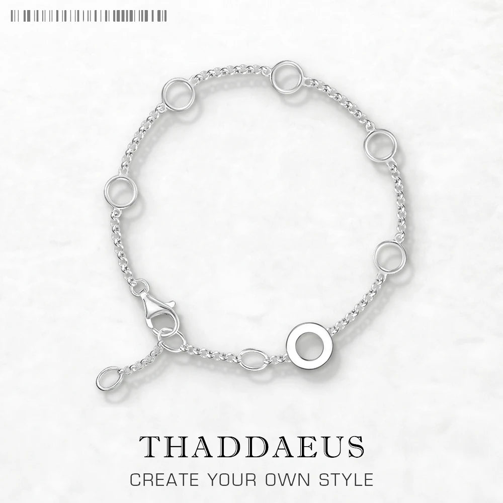 Round Eyelets Basic Charm Bracelet Link Chain 925 Sterling Silver Women
