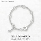 Round Eyelets Basic Charm Bracelet Link Chain 925 Sterling Silver Women