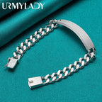 10mm Men's Geometric Chain Bracelet 925 Sterling Silver Noble Fashion Gift