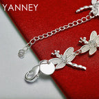 925 Sterling Silver 8-inch Dragonfly Bracelet Women Wedding Party Jewellery