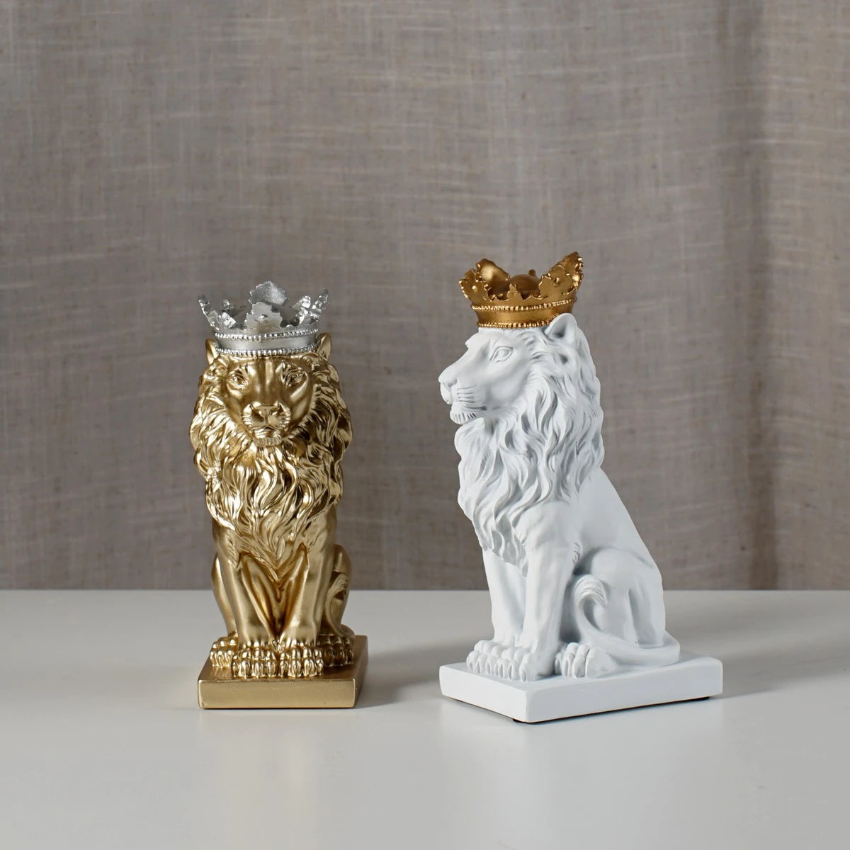 18cm Golden Crown Lion King Statue Nordic Handicraft Office Decoration Art Sculpture