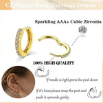 1 Pair Stainless Steel Cubic Zirconia Minimal Hoop Earrings Huggie