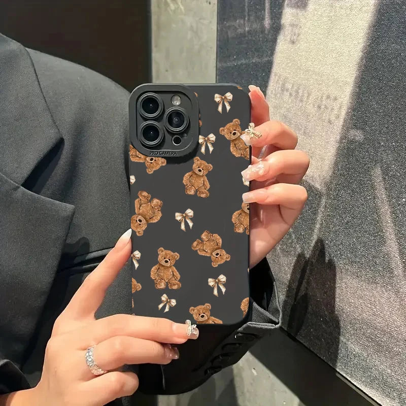 Cute Bow Bear Silicone Case for Xiaomi Mi 15 14T 13T Pro Poco F6 F5