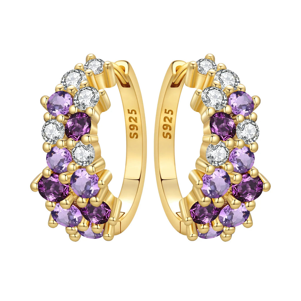 925 Sterling Silver Sparkling Zircon Hoop Earrings Trendy Jewellery Gift