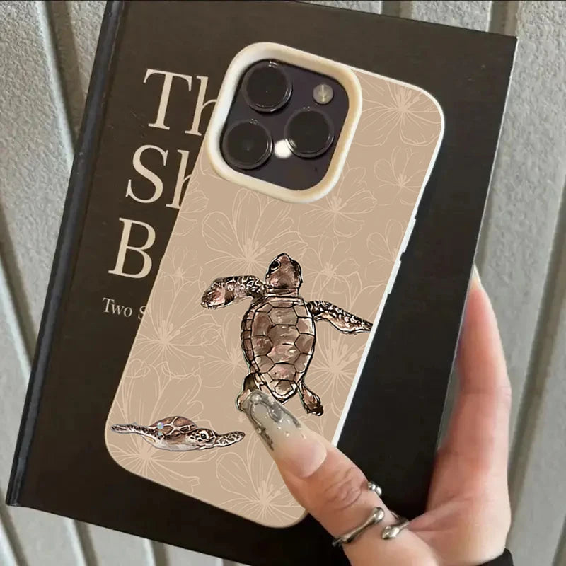 Patterned Turtle Lychee Case for iPhone 17 16 15 14 13 12 Pro Max