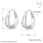 925 Sterling Silver 21mm U Hoop Earrings Women Fashion Engagement Jewellery