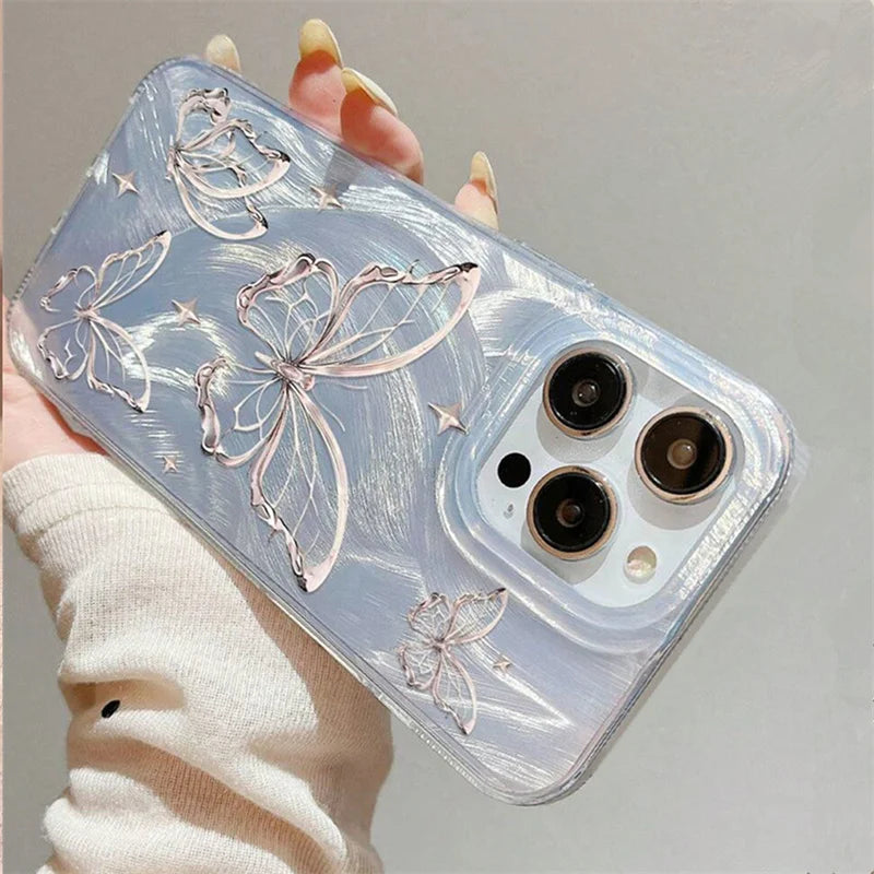 Green Gradient Butterfly Case for Samsung A55 A35 A15 S24 S23 Ultra S22 FE