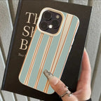 Striped Pattern Lychee Case for iPhone 17 16 15 14 13 12 Pro Max