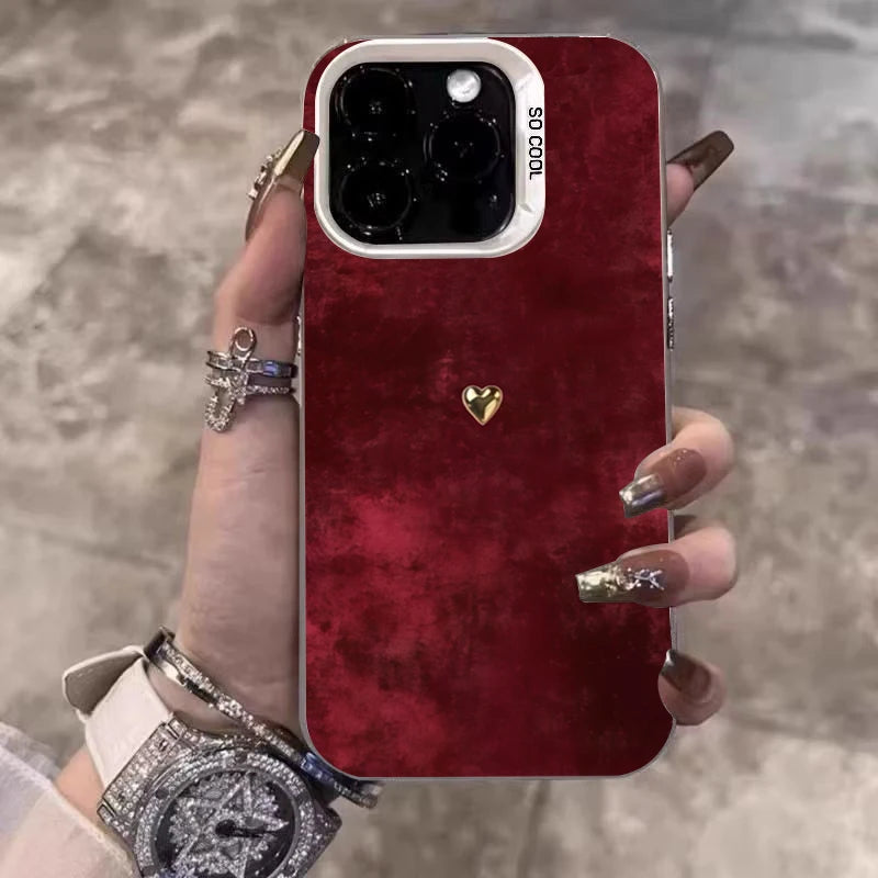 Golden Love Heart Case for Samsung Galaxy S25 S24 Ultra S23 FE A55