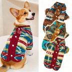 Boho Chic Dog Cat Winter Vest Traditional Pattern Sweater with Back Opening