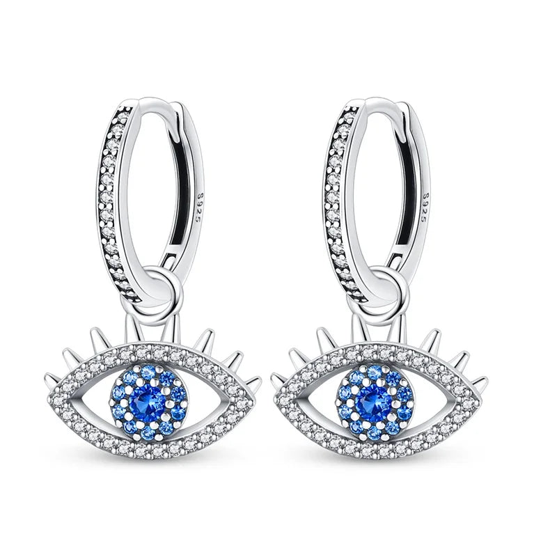 925 Sterling Silver Religious Demon Evil Eye Zircon Stud Earrings Gift