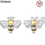925 Sterling Silver Cute Bees Insects Stud Earrings Exquisite Birthday Gift