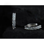 925 Sterling Silver Plated Rhinestone Crystal Hoop Earrings Luxury Women Gift