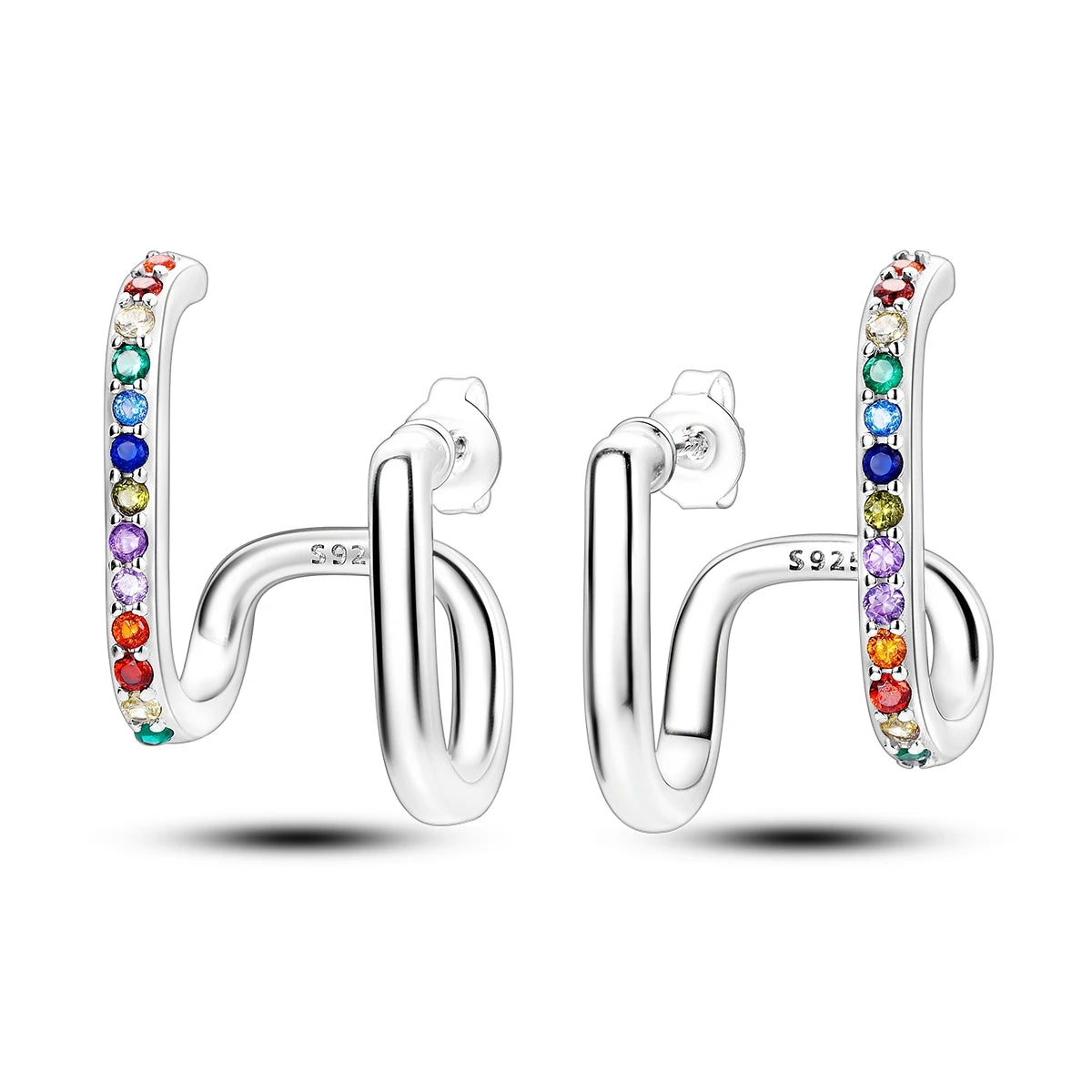 925 Sterling Silver Octagonal Tassel Versatile Hoop Earrings Birthday Gift