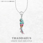 Parrot Paradise Bird Charm Necklace 925 Sterling Silver Bohemia Jewellery