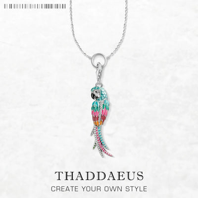 Parrot Paradise Bird Charm Necklace 925 Sterling Silver Bohemia Jewellery