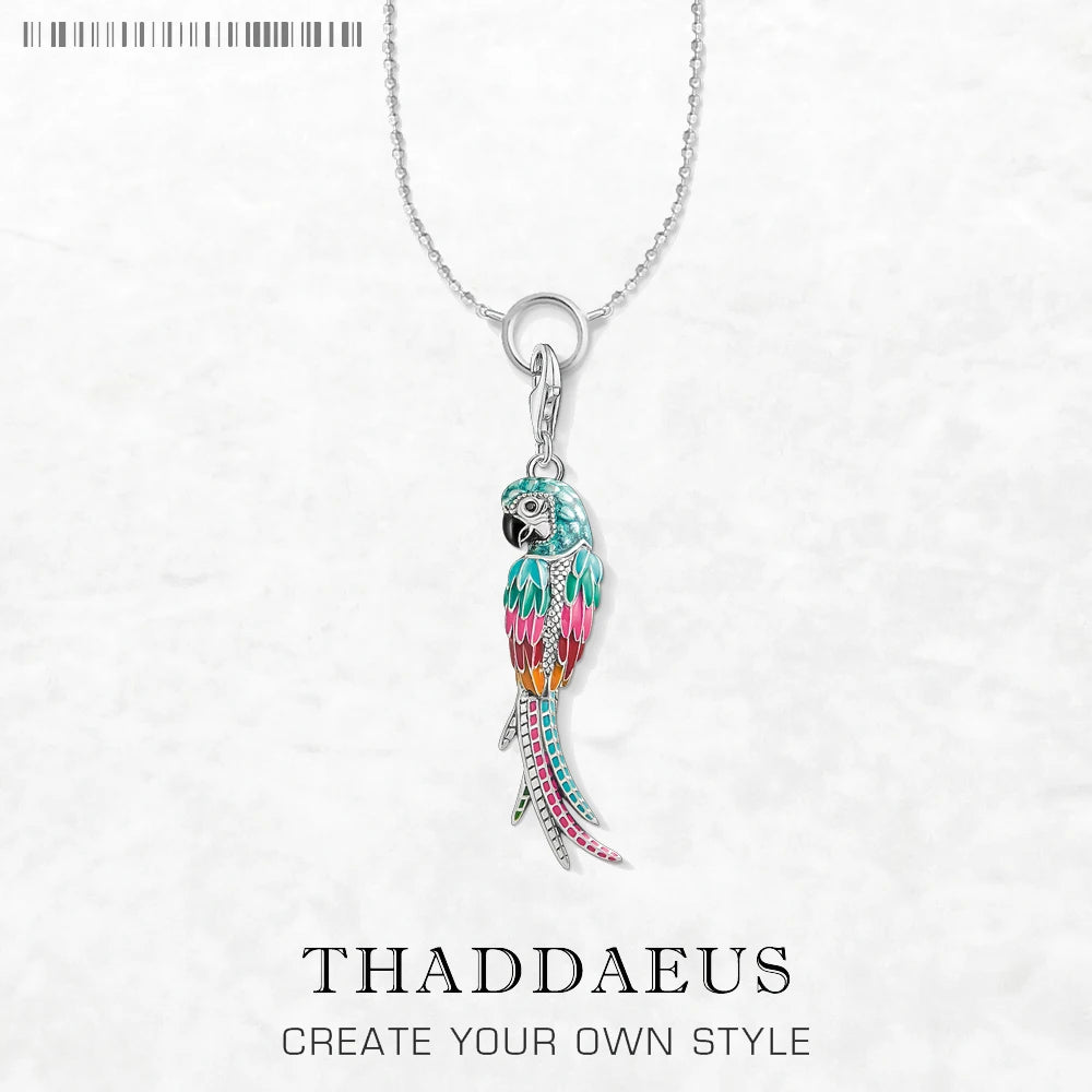 Parrot Charm Necklace Link Chain 925 Sterling Silver Fashion Jewellery Gift