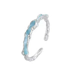 925 Sterling Silver Luxury Quality Irregular Drop Glue Adjustable Ring Accessory