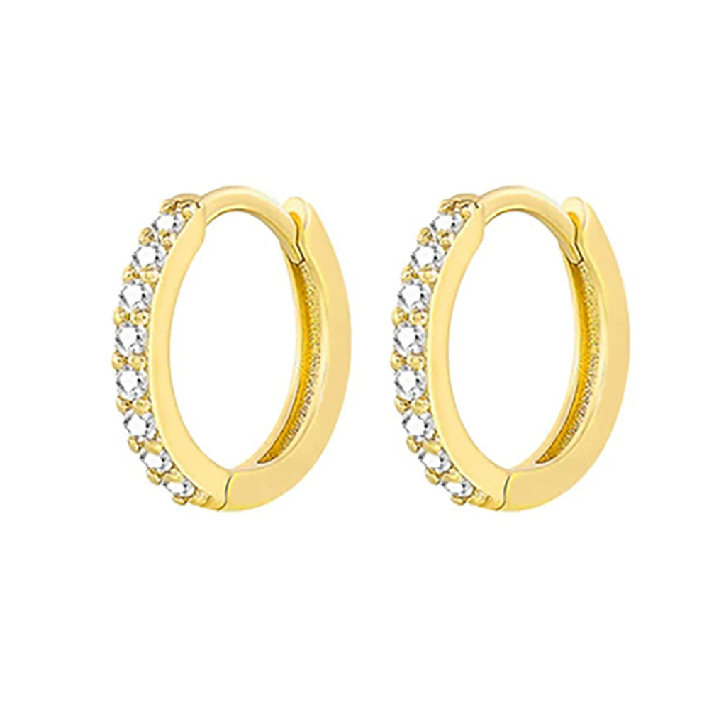 2PCS Stainless Steel Minimal Hoop Earrings Zirconia Small Huggie Thin