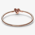 New 925 Silver Sparkling Heart to Heart Double Loop Leather Rope Weaving Bracelet Fashion DIY Charm Exquisite Jewelry Gift