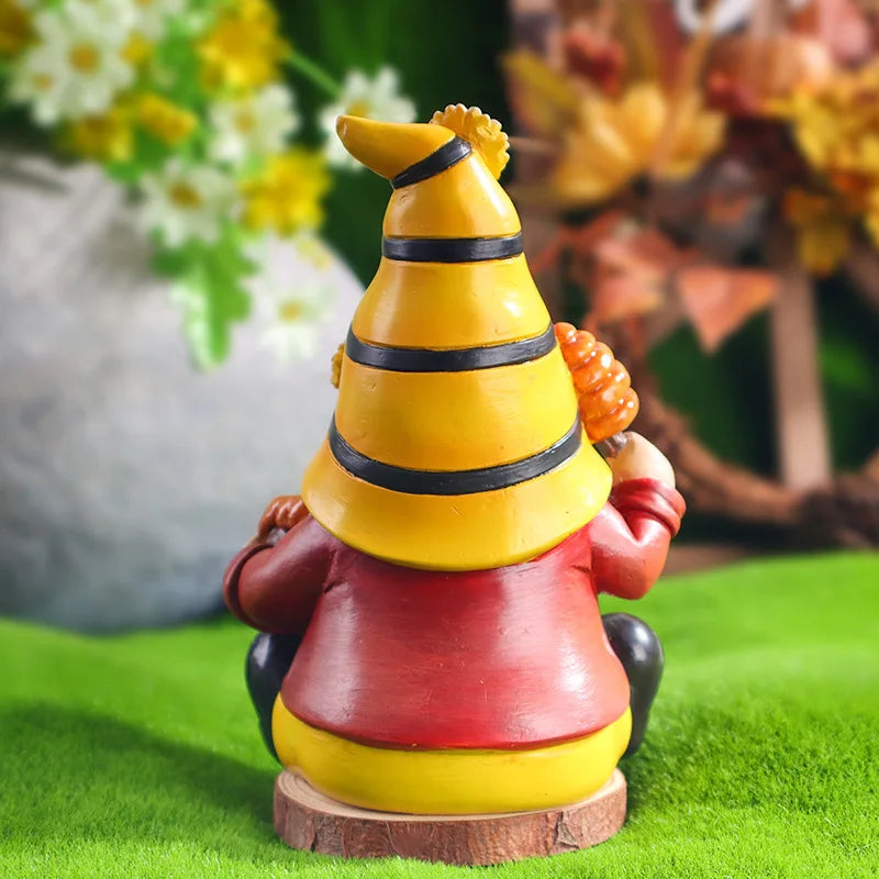 16cm Honey Gnome Figurines Bee Dwarf Statues Bookshelf Desktop Tabletop Room Objects