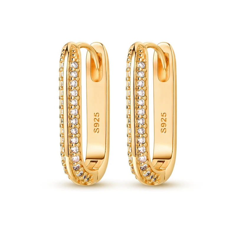 925 Sterling Silver Gold Temperament Versatile Hoop Earrings Birthday Gift