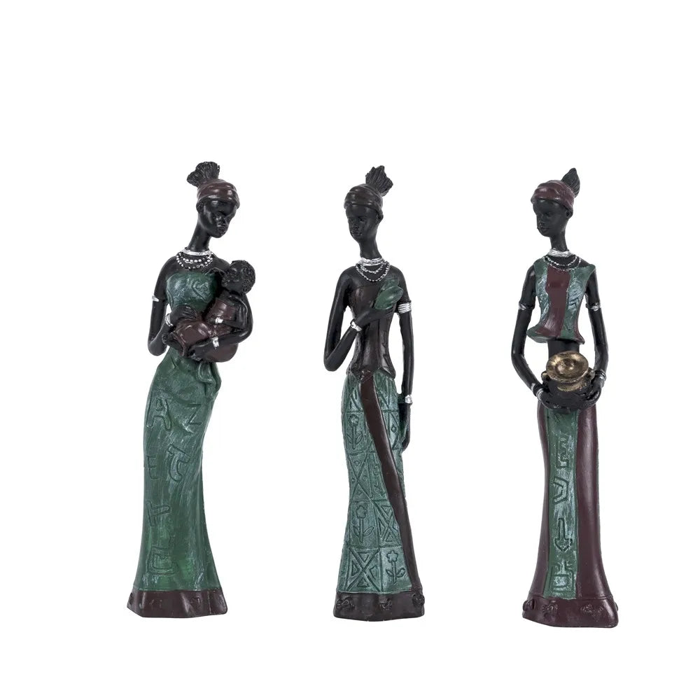 3pcs/set Black Woman Figurines 19cm Resin Figure African Sculptures Best Friends Gift