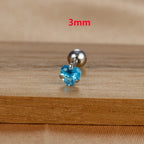 1PC Fashion Zircon Heart Helix Tragus Piercing Stud Earrings Steel