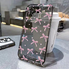 Cute Pink Bow Clear Case for iPhone 16 15 14 13 12 11 Pro Max XR XS 7 8 Plus