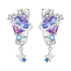 925 Sterling Silver Mysterious Star Moon Versatile Hoop Earrings Women's Gift